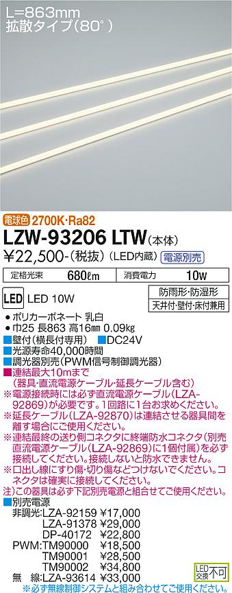 LZW-93206LTW(大光電機) 商品詳細 ～ 照明器具・換気扇他、電設資材