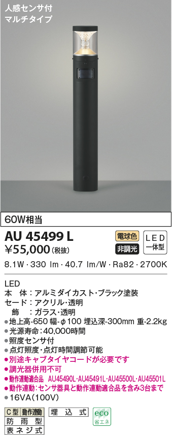 大幅にプライスダウン コイズミ照明 AU50451 エクステリア LED一体型 スポットライト 散光 非調光 電球色 防雨型 白熱球60W相当 照明器具  庭 勝手口 バルコニー用