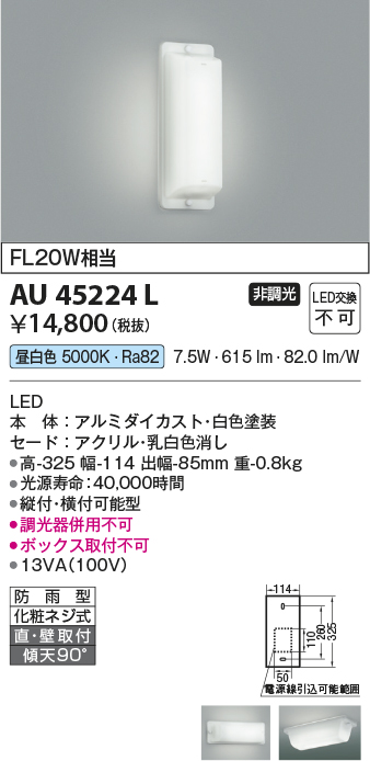 コイズミ AU45494L 防雨型ブラケット ブラケットライト、壁掛け灯