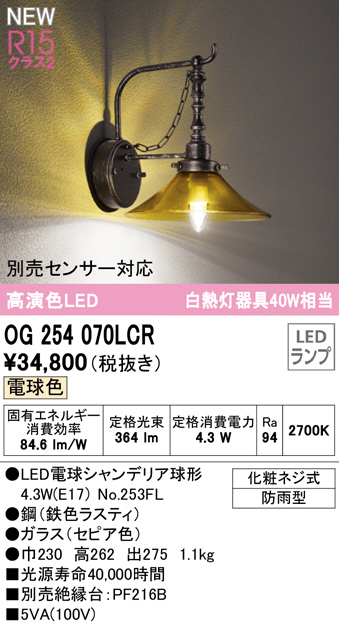 代引・後払い不可】【OG264111LCR】オーデリック エクステリアライト LEDランプ