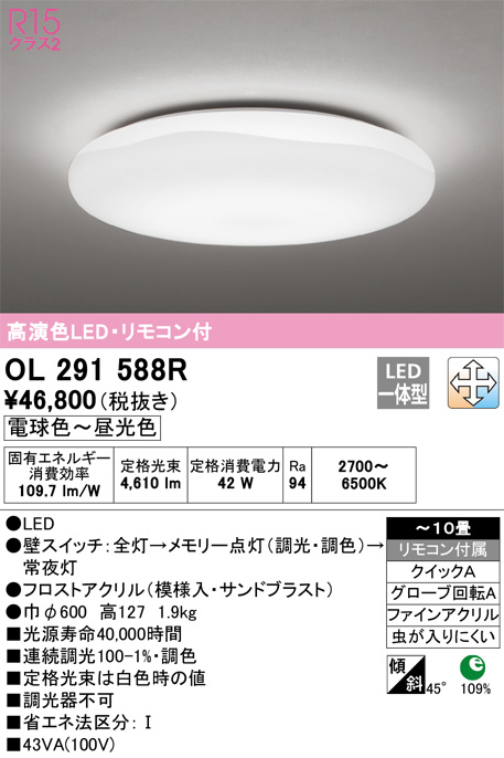 OL291588R(オーデリック) 商品詳細 ～ 照明器具・換気扇他、電設資材