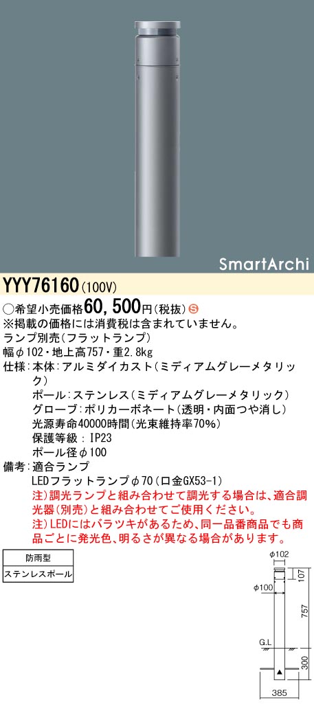 YYY76160(パナソニック) 商品詳細 ～ 照明器具・換気扇他、電設資材販売のブライト