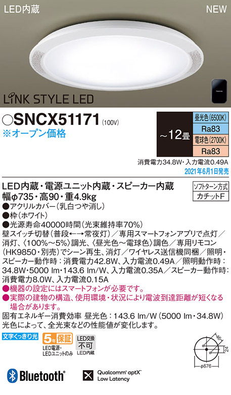 SNCX51171(パナソニック) 商品詳細 ～ 照明器具・換気扇他、電設資材 