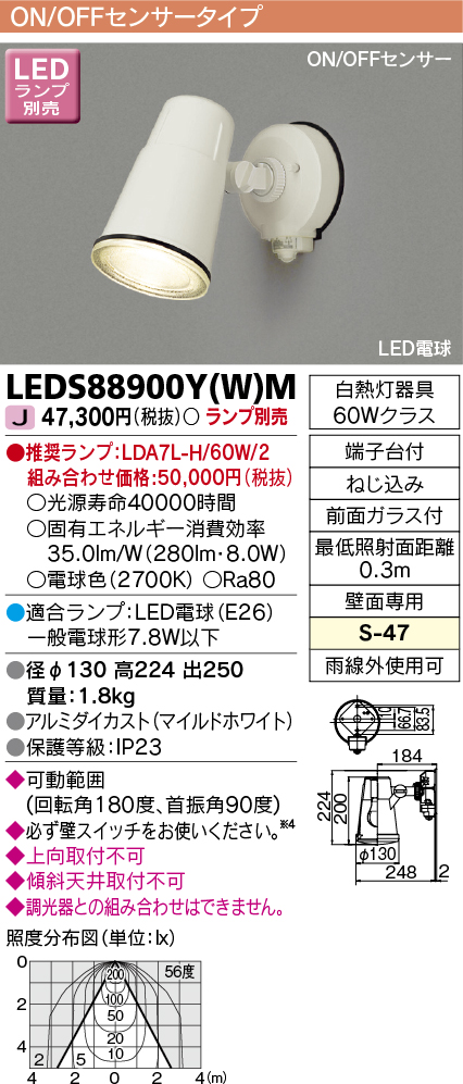 ブランド激安セール会場 LEDS88900 S 東芝 アウトドアLEDスポットライト